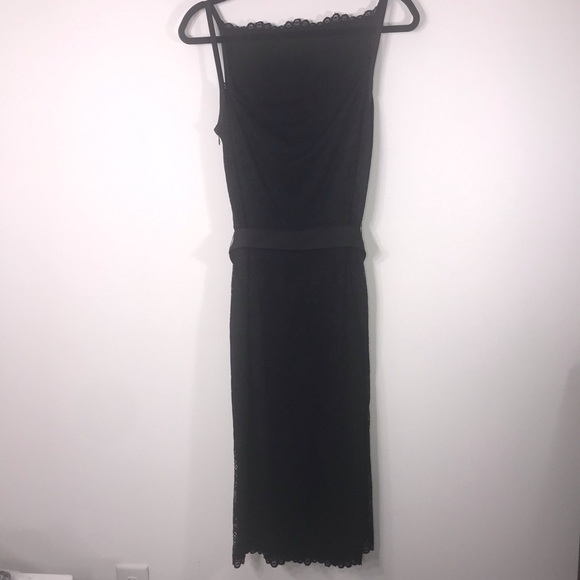 Isaac Mizrahi Black Lace Overlay Dress w/ Bow Belt - Picture 2 of 7